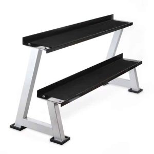 Two tier kettlebell rack with rubber mat